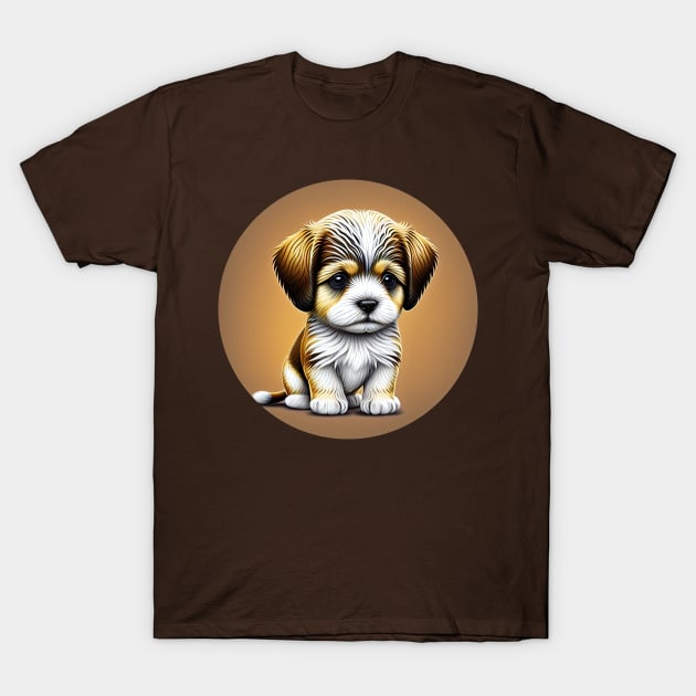 Havanese Puppy Dog with a Brown Fur Coat and White Markings T-Shirt by SymbioticDesign